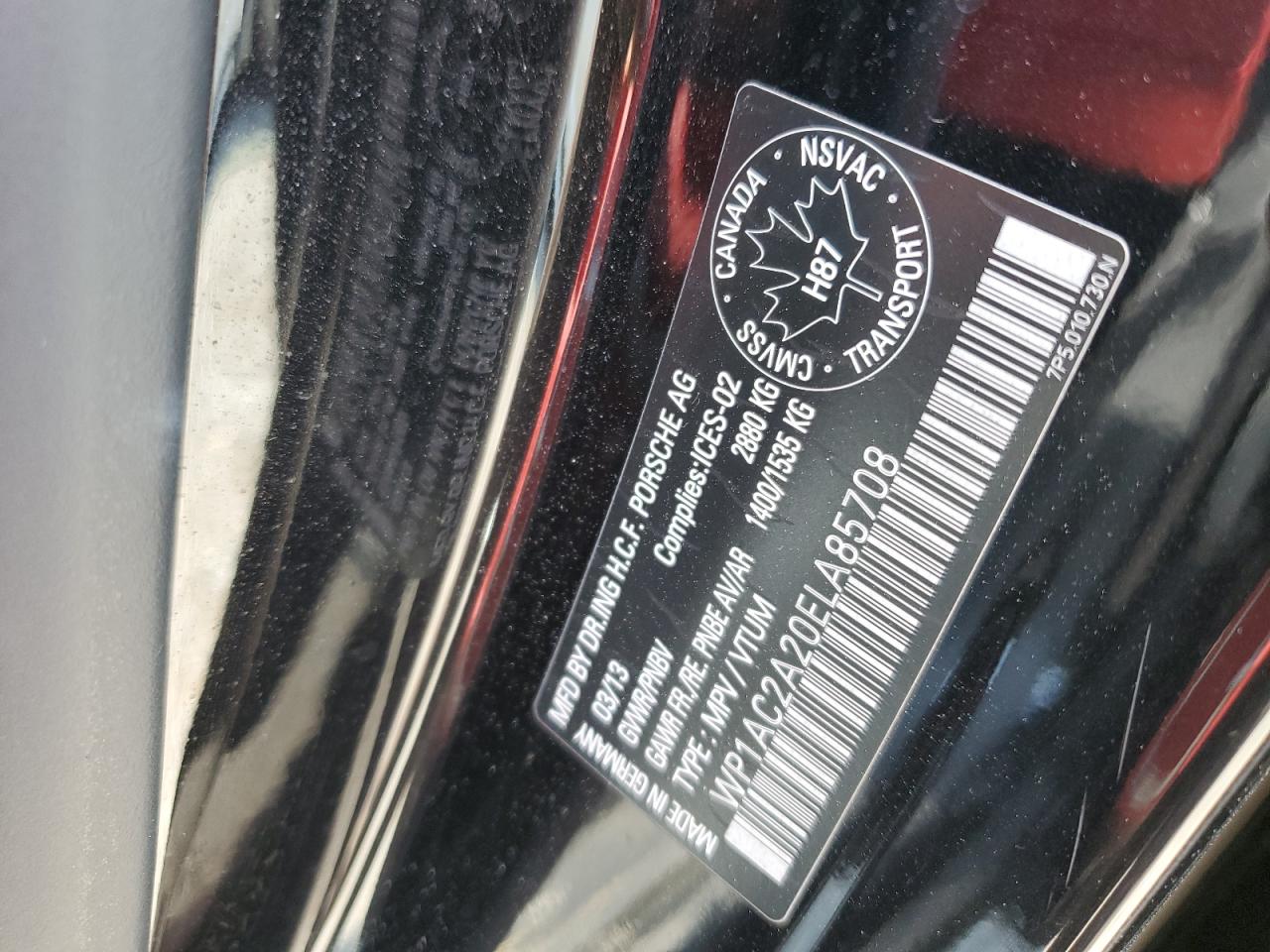 2014 Porsche Cayenne Turbo VIN: WP1AC2A20ELA85708 Lot: 62688065