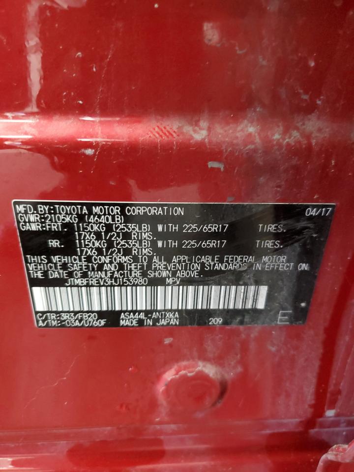 2017 Toyota Rav4 Le VIN: JTMBFREV3HJ153980 Lot: 66635505