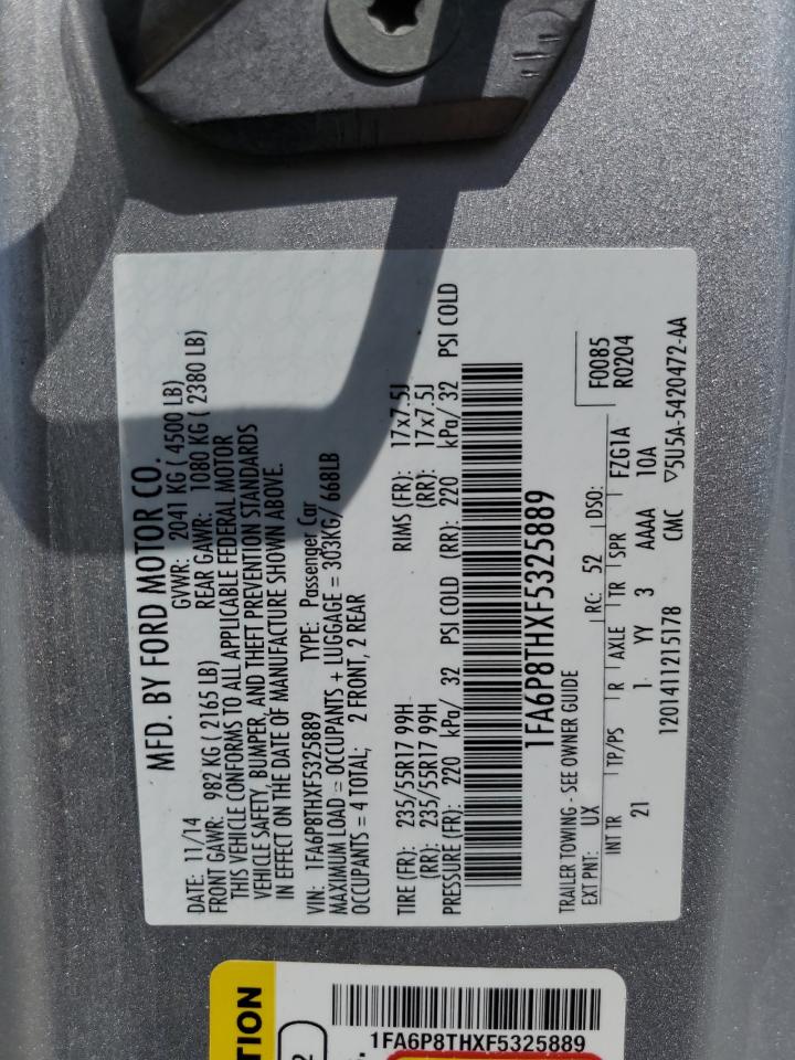 2015 Ford Mustang VIN: 1FA6P8THXF5325889 Lot: 64122375