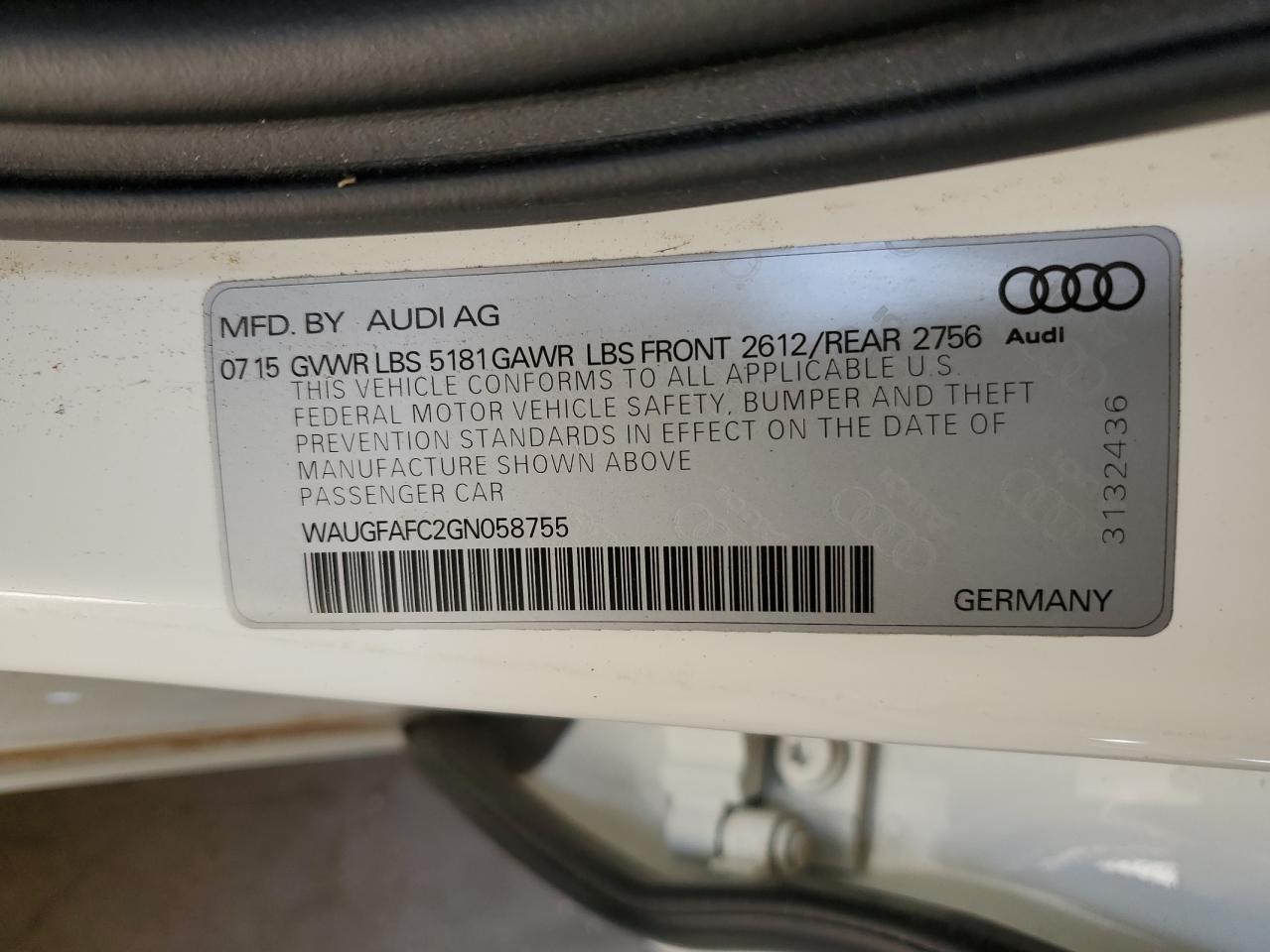 waugfafc2gn058755 WAUGFAFC2GN058755 2016 Audi A6 Premium Plus