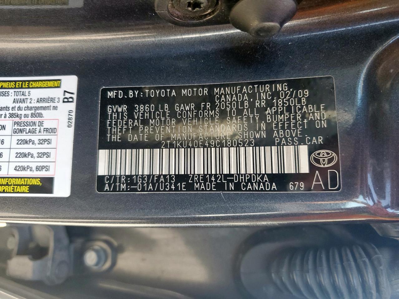 2009 Toyota Corolla Matrix VIN: 2T1KU40E49C180523 Lot: 65338845