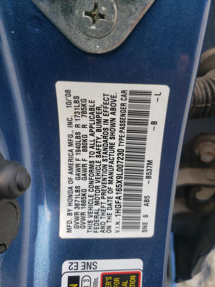 2009 Honda Civic Lx VIN: 1HGFA165X9L007230 Lot: 65461355