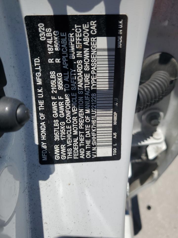 2020 Honda Civic Ex VIN: SHHFK7H61LU221228 Lot: 66530955