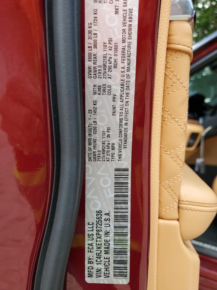 2023 Jeep Grand Cherokee L Summit VIN: 1C4RJKETXP8725636 Lot: 64760265