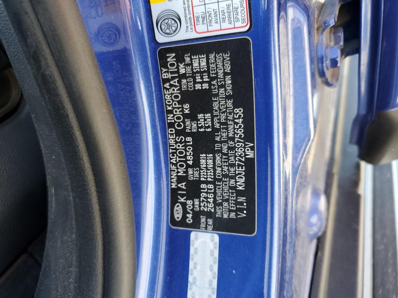 2009 Kia Sportage Lx VIN: KNDJE723697565458 Lot: 65412395