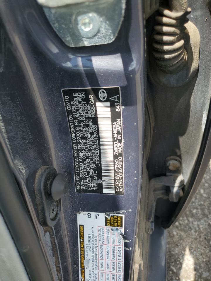2010 Toyota Prius VIN: JTDKN3DU2A0139735 Lot: 65235725