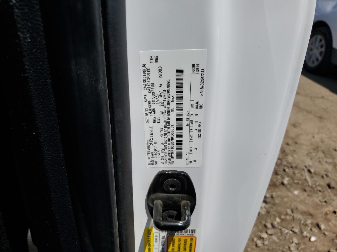 2022 Ford F150 VIN: 1FTMF1CB3NKD36661 Lot: 64264965