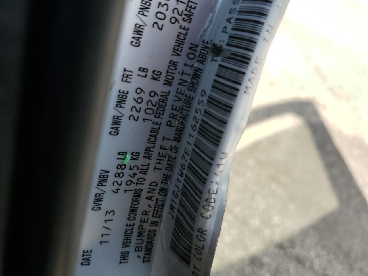 2014 Mazda 6 Grand Touring VIN: JM1GJ1W67E1162559 Lot: 63923175