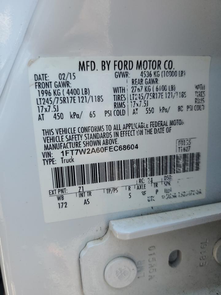 2015 Ford F250 Super Duty VIN: 1FT7W2A60FEC68604 Lot: 64632725