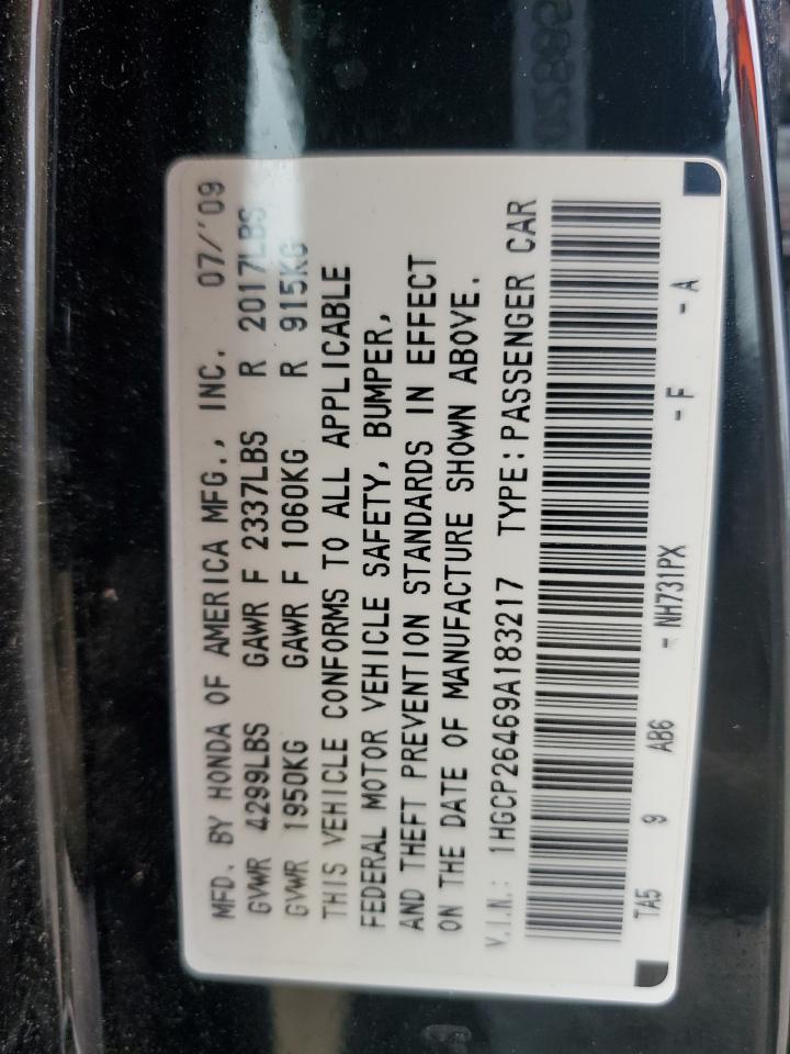 2009 Honda Accord Lxp VIN: 1HGCP26469A183217 Lot: 64603275