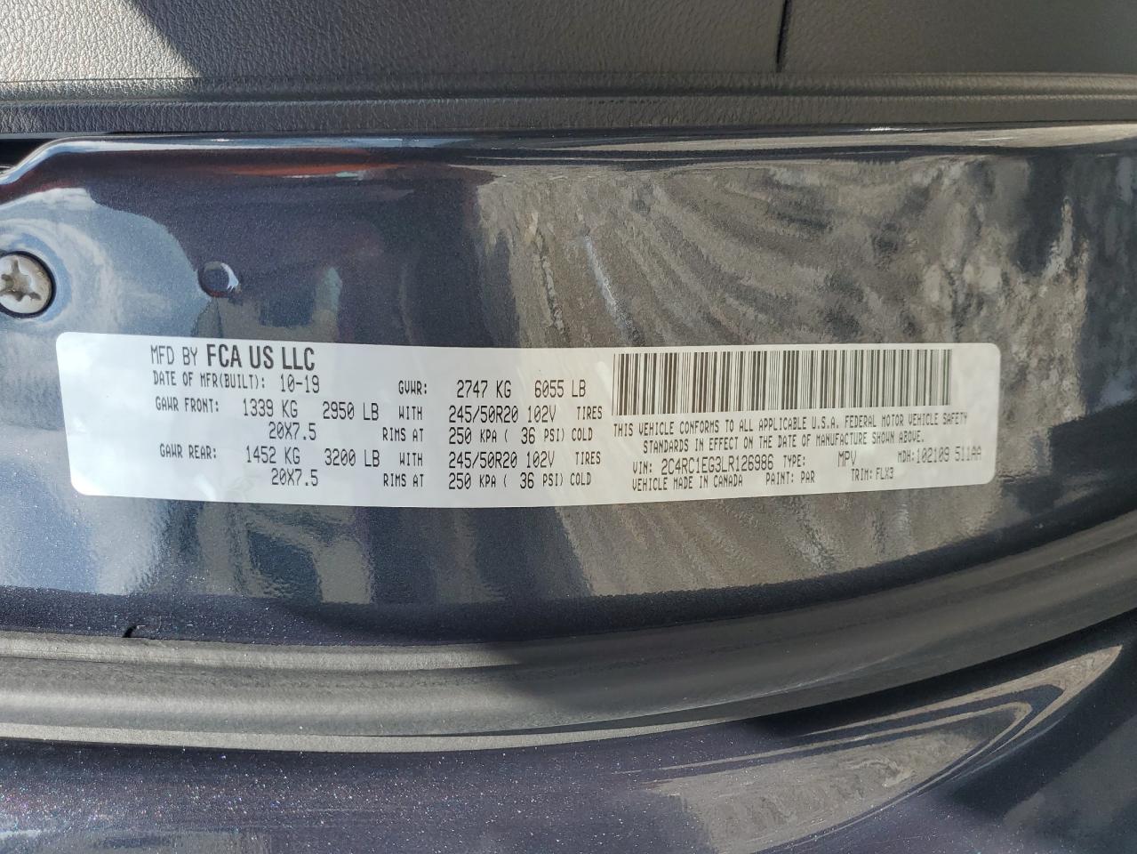 2020 Chrysler Pacifica Touring L Plus VIN: 2C4RC1EG3LR126986 Lot: 64741335