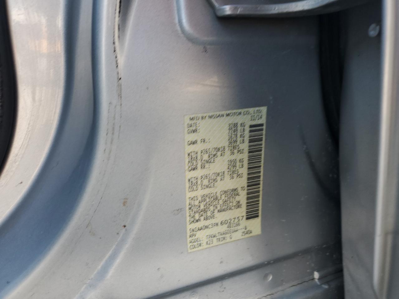 2015 Nissan Armada Sv VIN: 5N1AA0NC3FN602757 Lot: 62782465