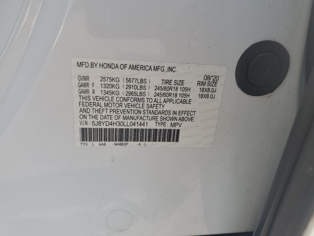 5j8yd4h30ll041441 5J8YD4H30LL041441 2020 Acura Mdx
