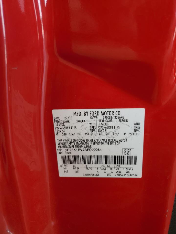 2010 Ford F150 Super Cab VIN: 1FTFX1EV2AFD09984 Lot: 64553515