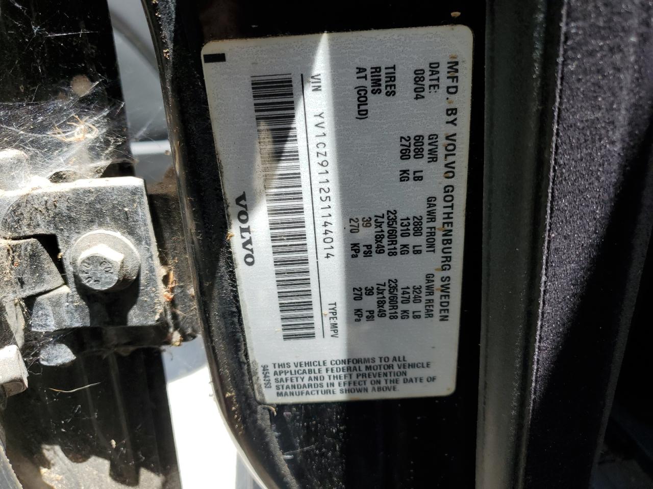 2005 Volvo Xc90 T6 VIN: YV1CZ911251144014 Lot: 63830365