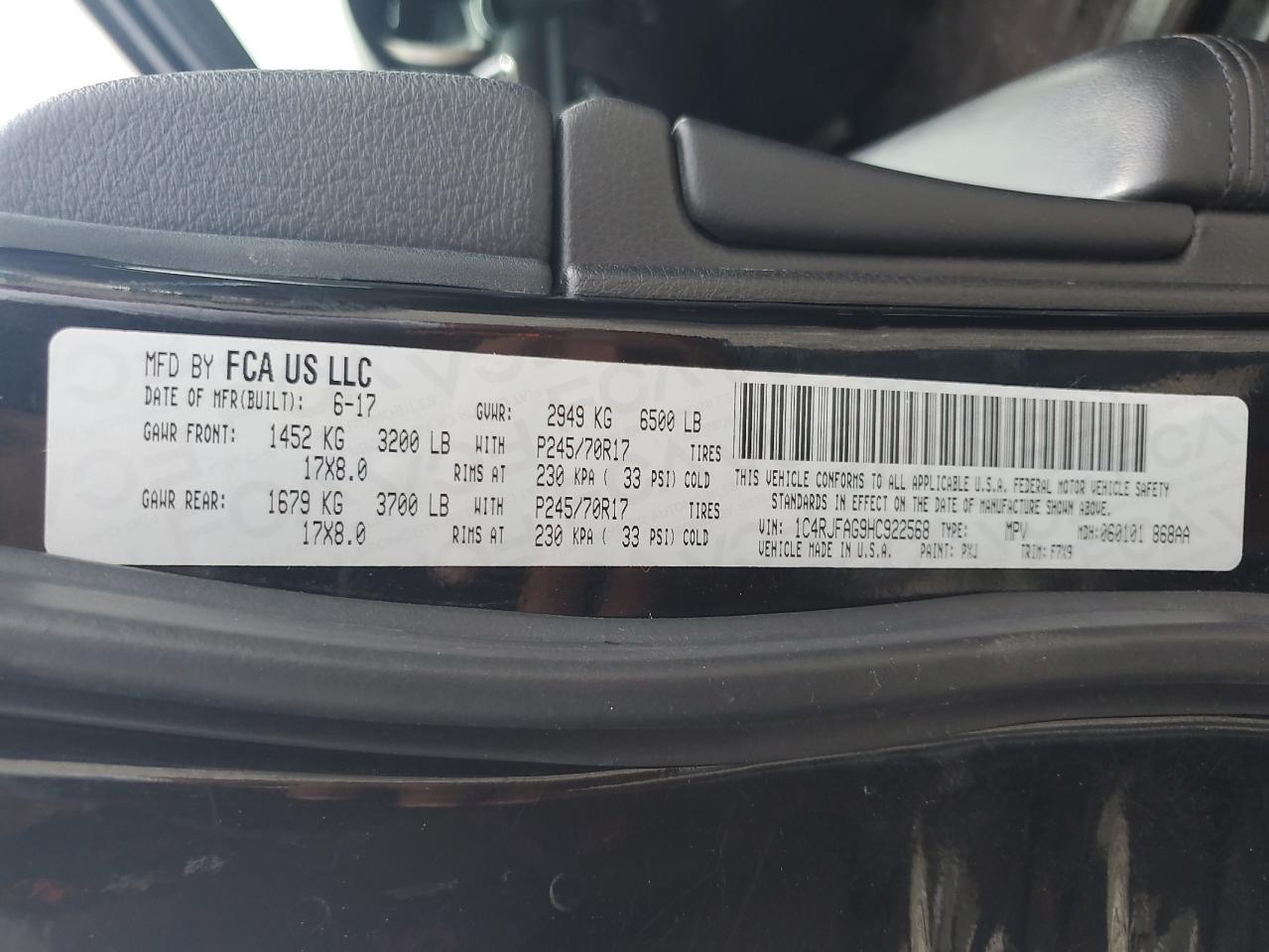 2017 Jeep Grand Cherokee Laredo VIN: 1C4RJFAG9HC922568 Lot: 65332965