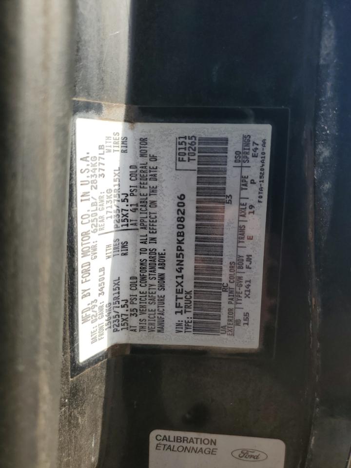 1993 Ford F150 VIN: 1FTEX14N5PKB08206 Lot: 63435695