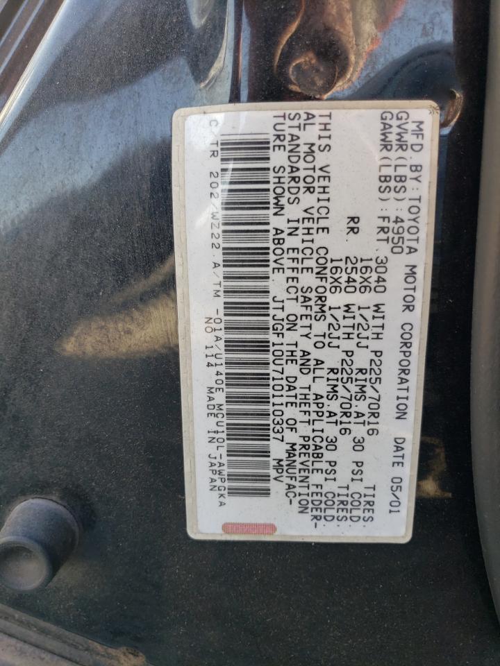 2001 Lexus Rx 300 VIN: JTJGF10U710110337 Lot: 62420735
