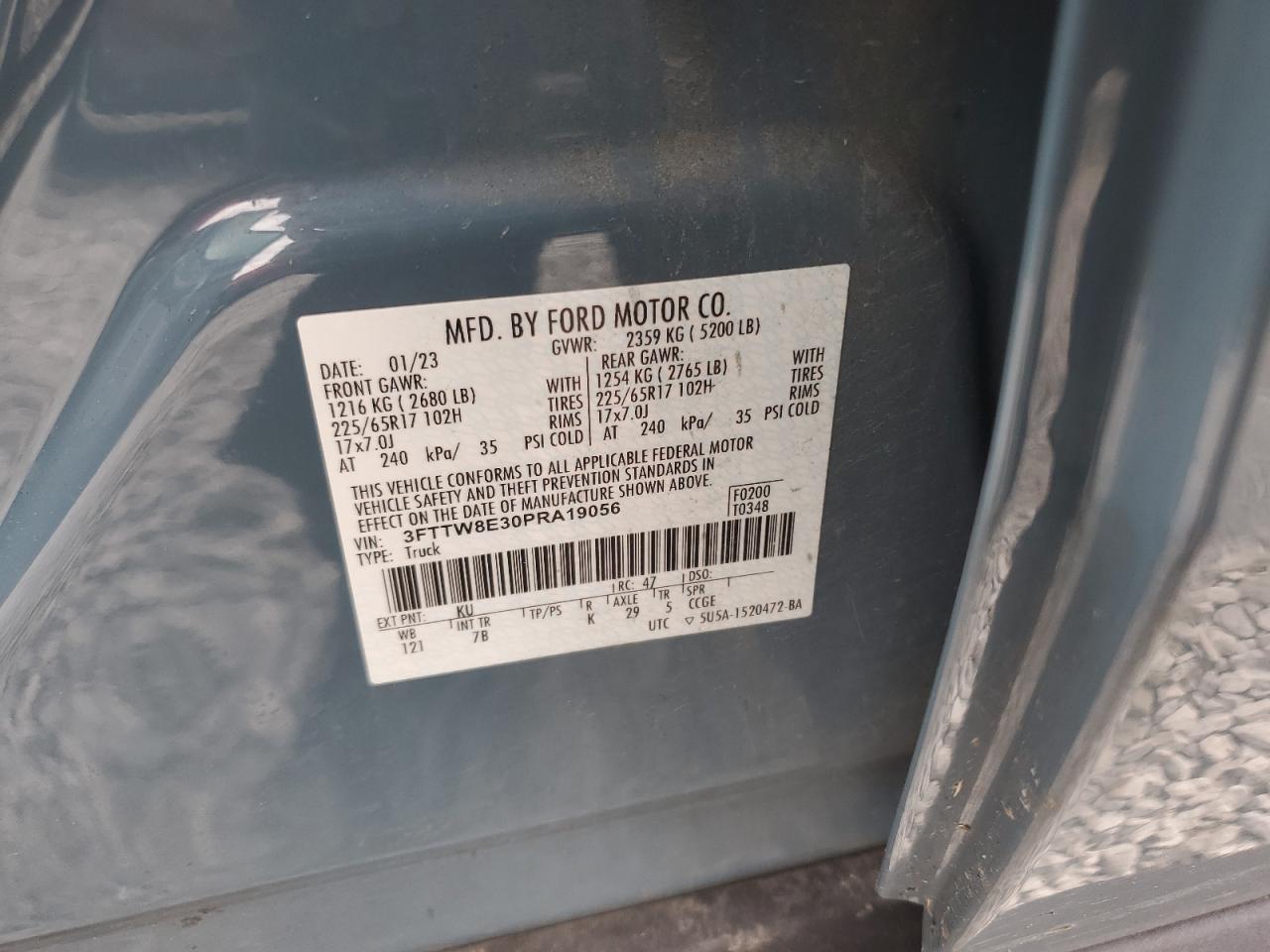 2023 Ford Maverick Xl VIN: 3FTTW8E30PRA19056 Lot: 64210195