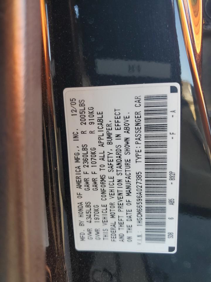 2006 Honda Accord Ex VIN: 1HGCM66596A027385 Lot: 65286445