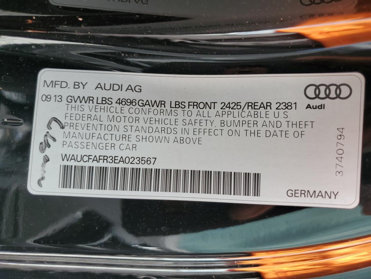 2014 Audi A5 Premium VIN: WAUCFAFR3EA023567 Lot: 64031795