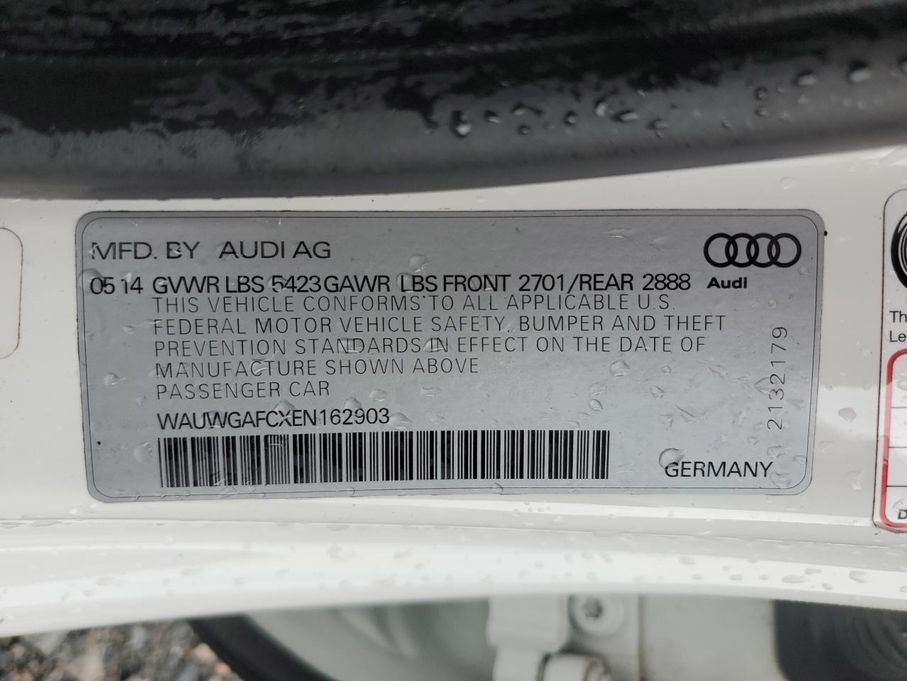 2014 Audi A7 Premium Plus VIN: WAUWGAFCXEN162903 Lot: 63273875