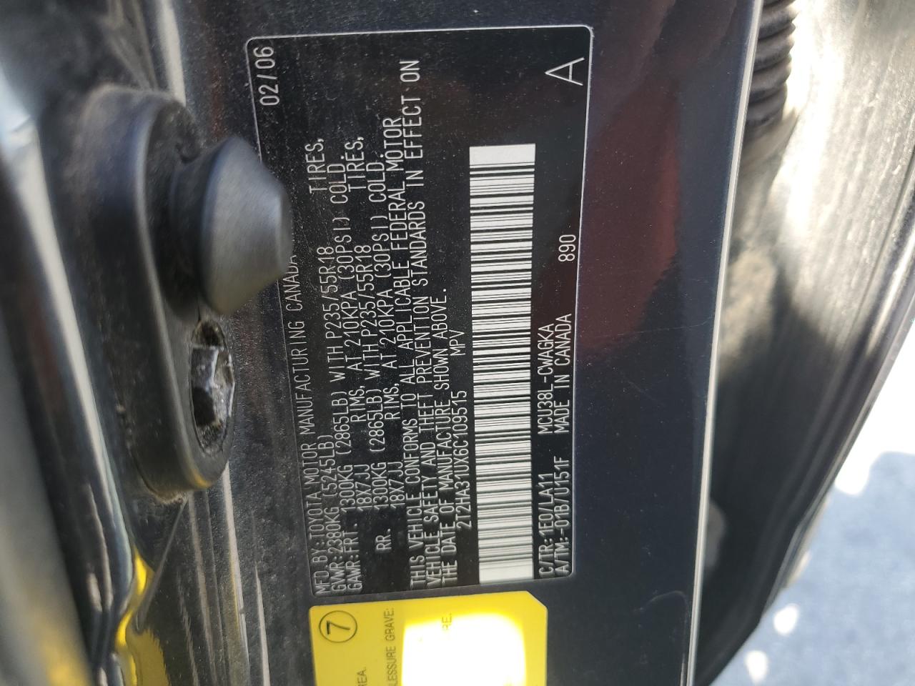 2006 Lexus Rx 330 VIN: 2T2HA31UX6C109515 Lot: 65339235