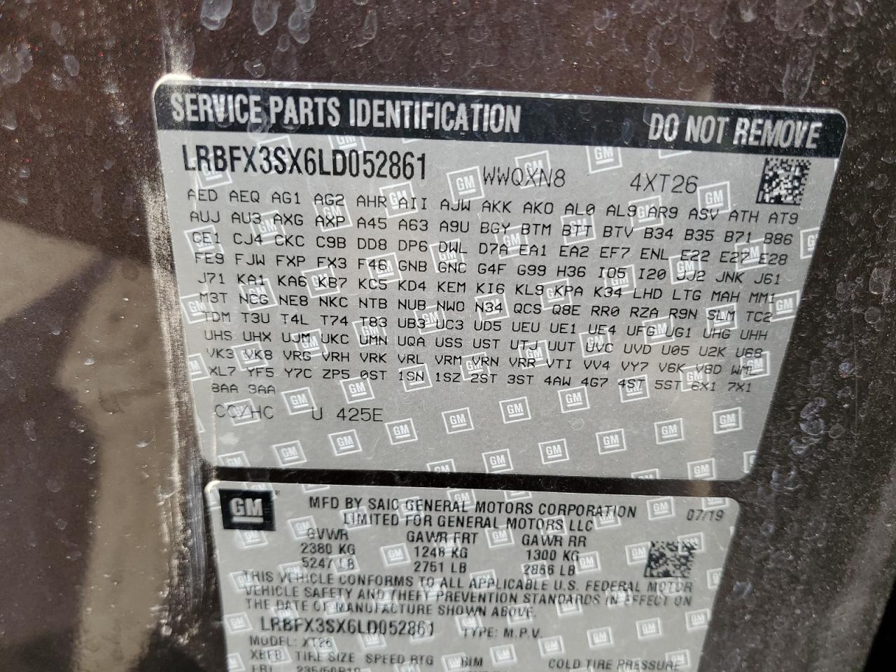 2020 Buick Envision Premium VIN: LRBFX3SX6LD052861 Lot: 63863715