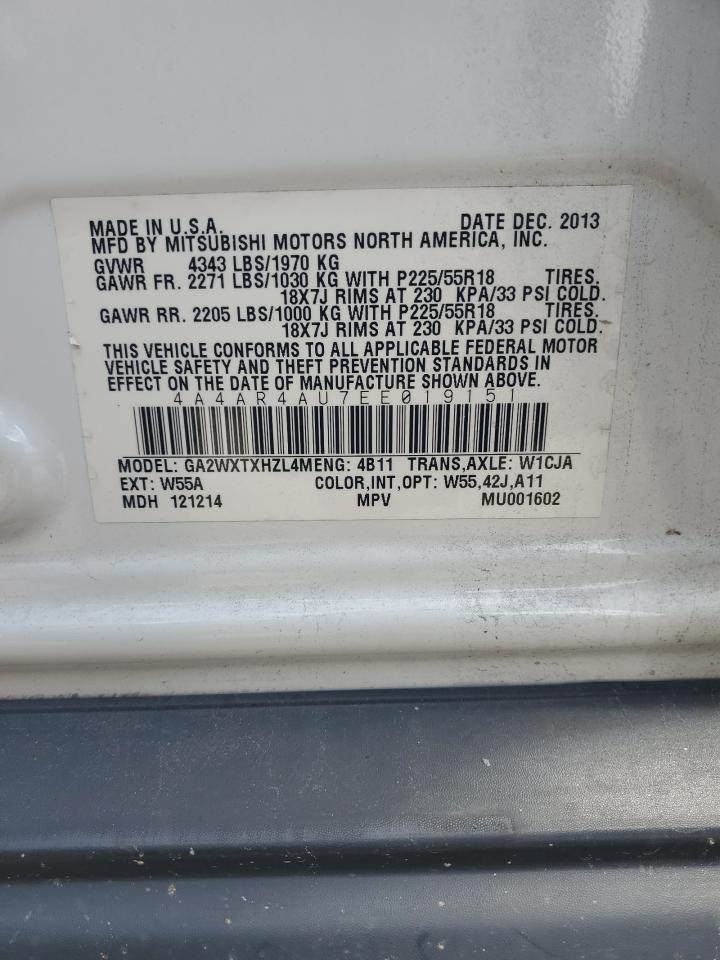 2014 Mitsubishi Outlander Sport Se VIN: 4A4AR4AU7EE019151 Lot: 65057845
