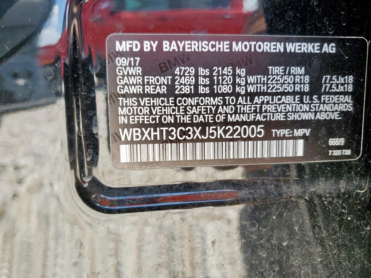 2018 BMW X1 xDrive28I VIN: WBXHT3C3XJ5K22005 Lot: 64372195