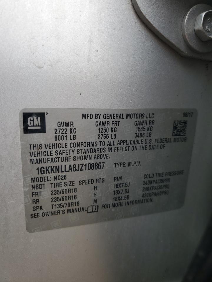 2018 GMC Acadia Sle VIN: 1GKKNLLA8JZ108867 Lot: 64332235
