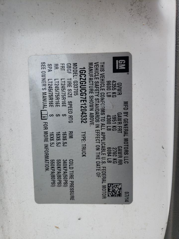 2014 Chevrolet Express G3500 VIN: 1GCZGUCG7E1204332 Lot: 66483475