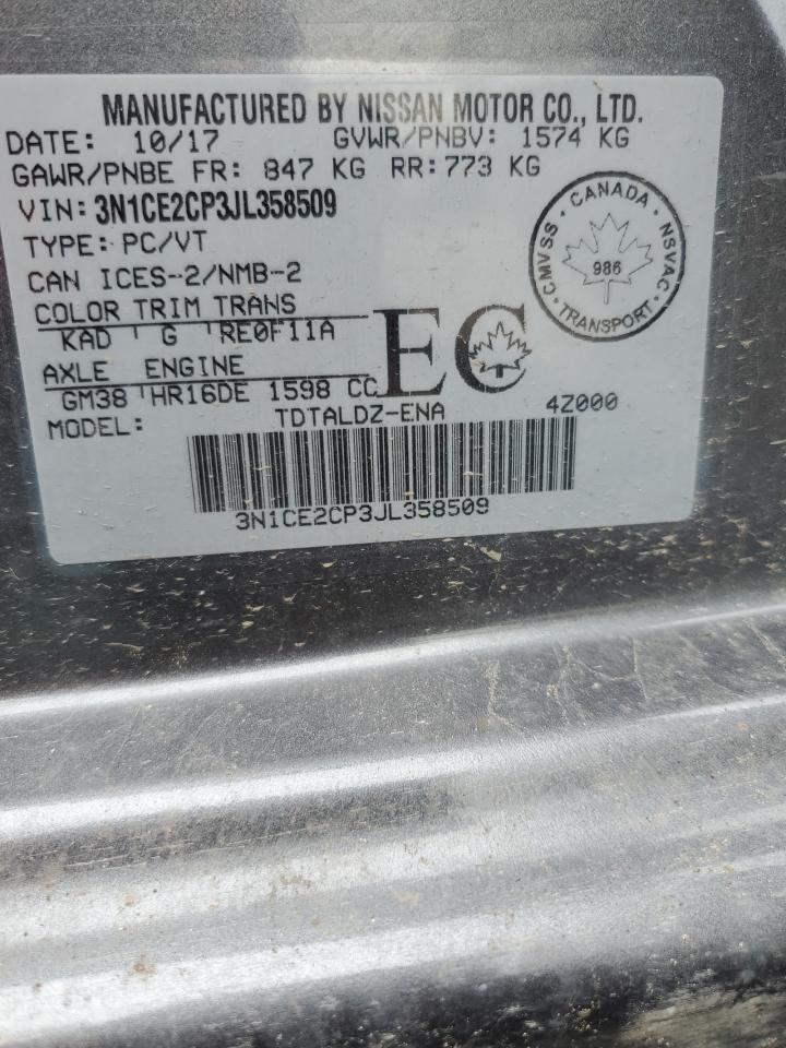 2018 Nissan Versa Note S VIN: 3N1CE2CP3JL358509 Lot: 62593045