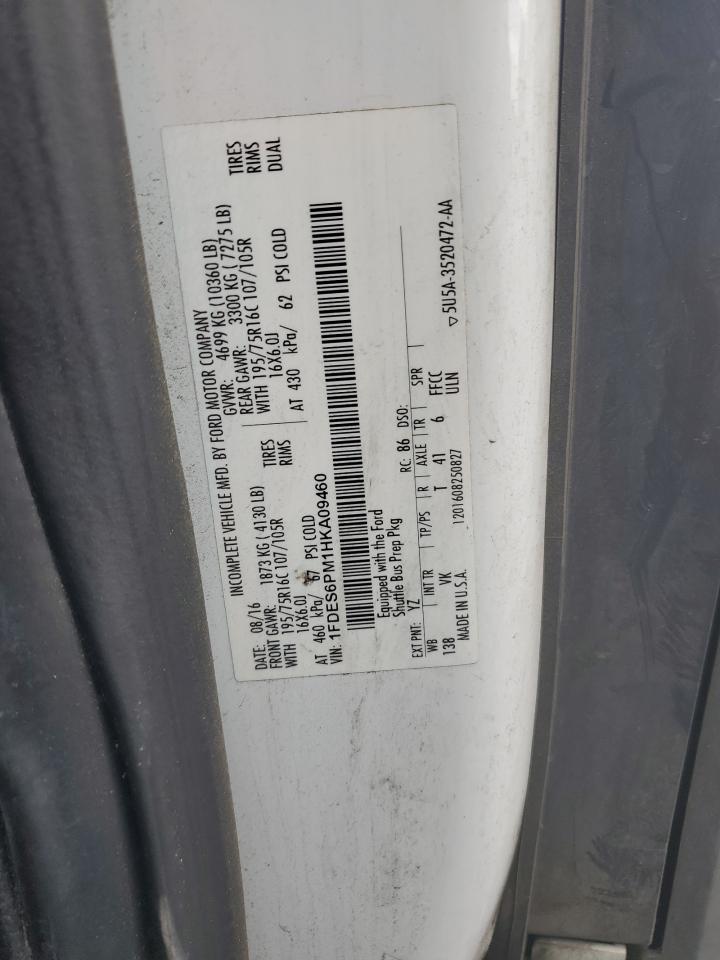 2017 Ford Transit T-350 Hd VIN: 1FDES6PM1HKA09460 Lot: 62768515