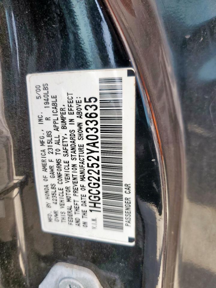 2000 Honda Accord Ex VIN: 1HGCG2252YA033635 Lot: 64267475