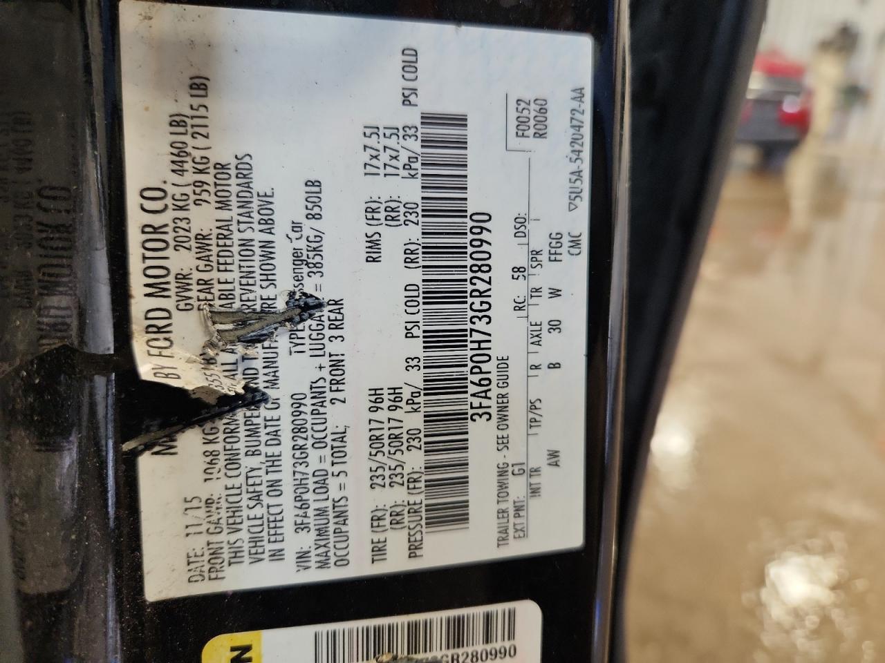2016 Ford Fusion Se VIN: 3FA6P0H73GR280990 Lot: 64673285