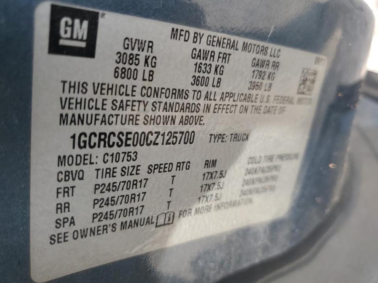 2012 Chevrolet Silverado C1500 Lt VIN: 1GCRCSE00CZ125700 Lot: 63652885