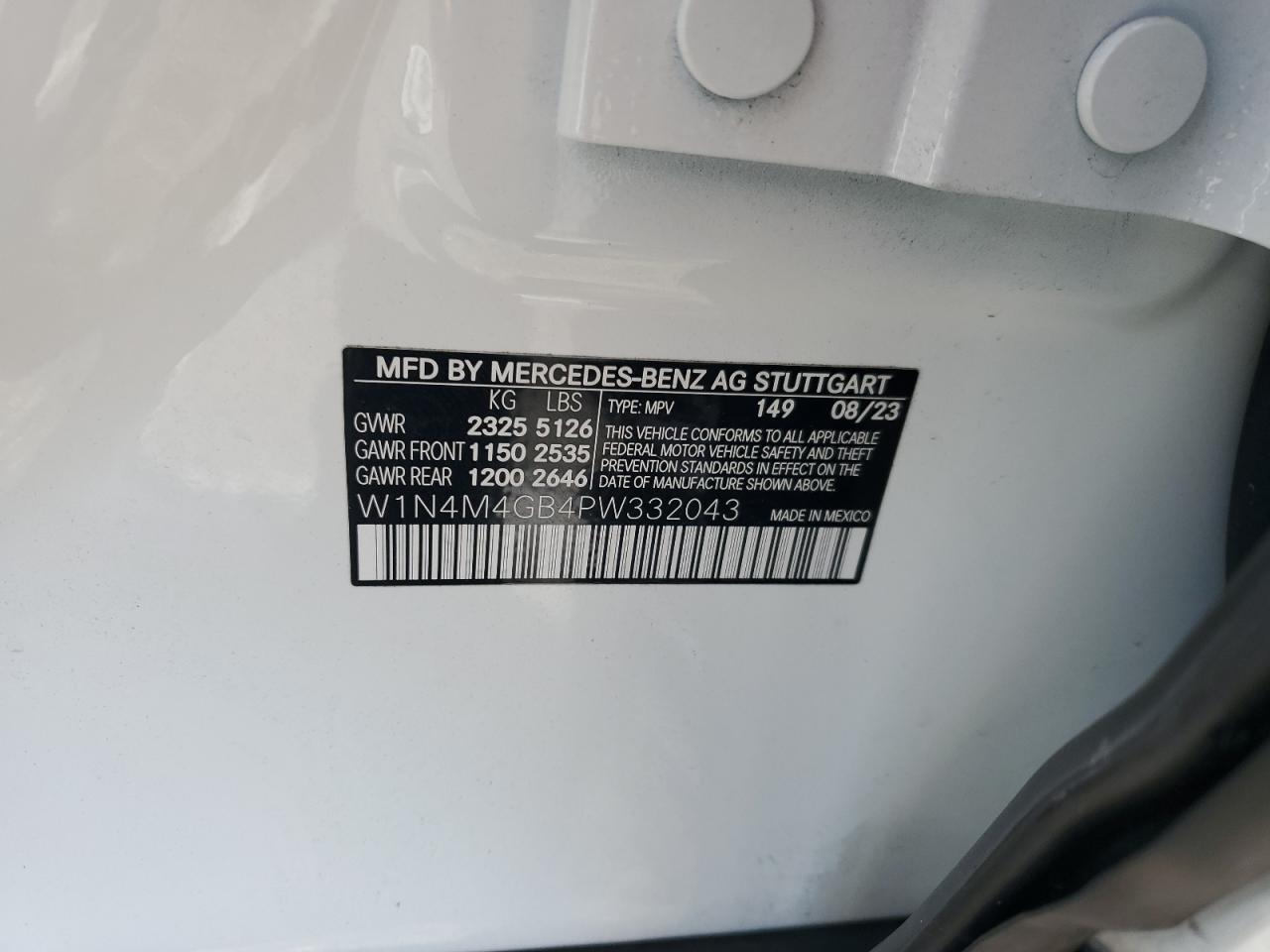 2023 Mercedes-Benz Glb 250 VIN: W1N4M4GB4PW332043 Lot: 62864605