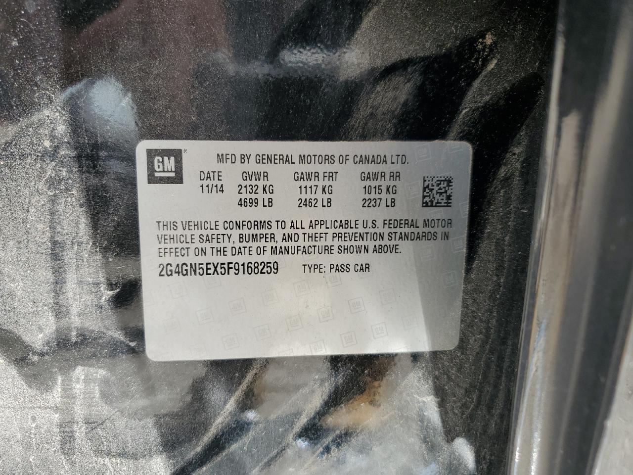 2015 Buick Regal Premium VIN: 2G4GN5EX5F9168259 Lot: 63098925