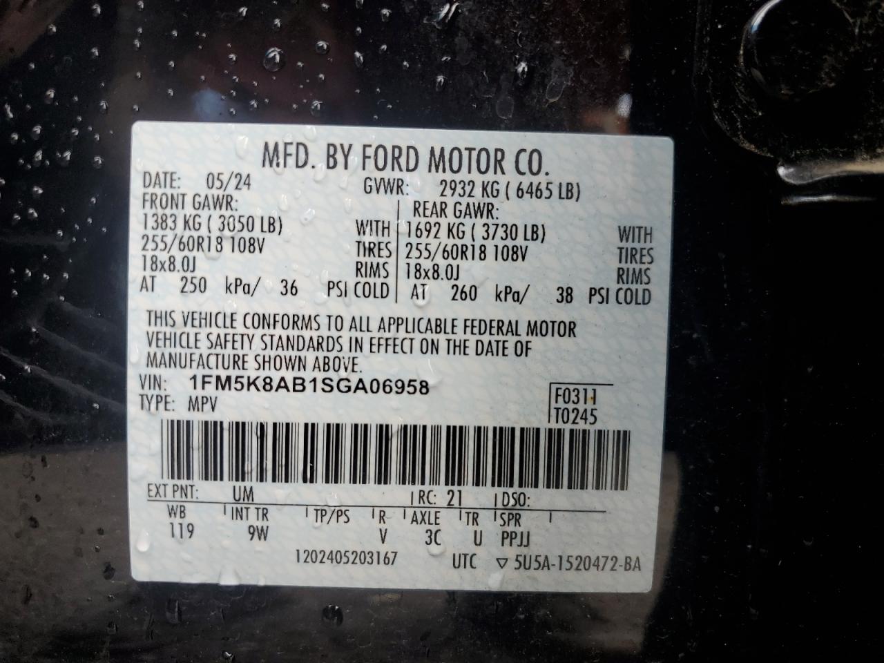 2025 Ford Explorer Police Interceptor VIN: 1FM5K8AB1SGA06958 Lot: 65132185