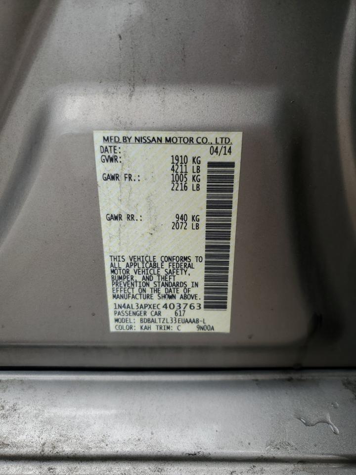 2014 Nissan Altima 2.5 VIN: 1N4AL3APXEC403763 Lot: 62877215