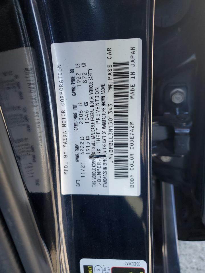 2022 Mazda 3 Preferred VIN: JM1BPBLL3N1501343 Lot: 63782595