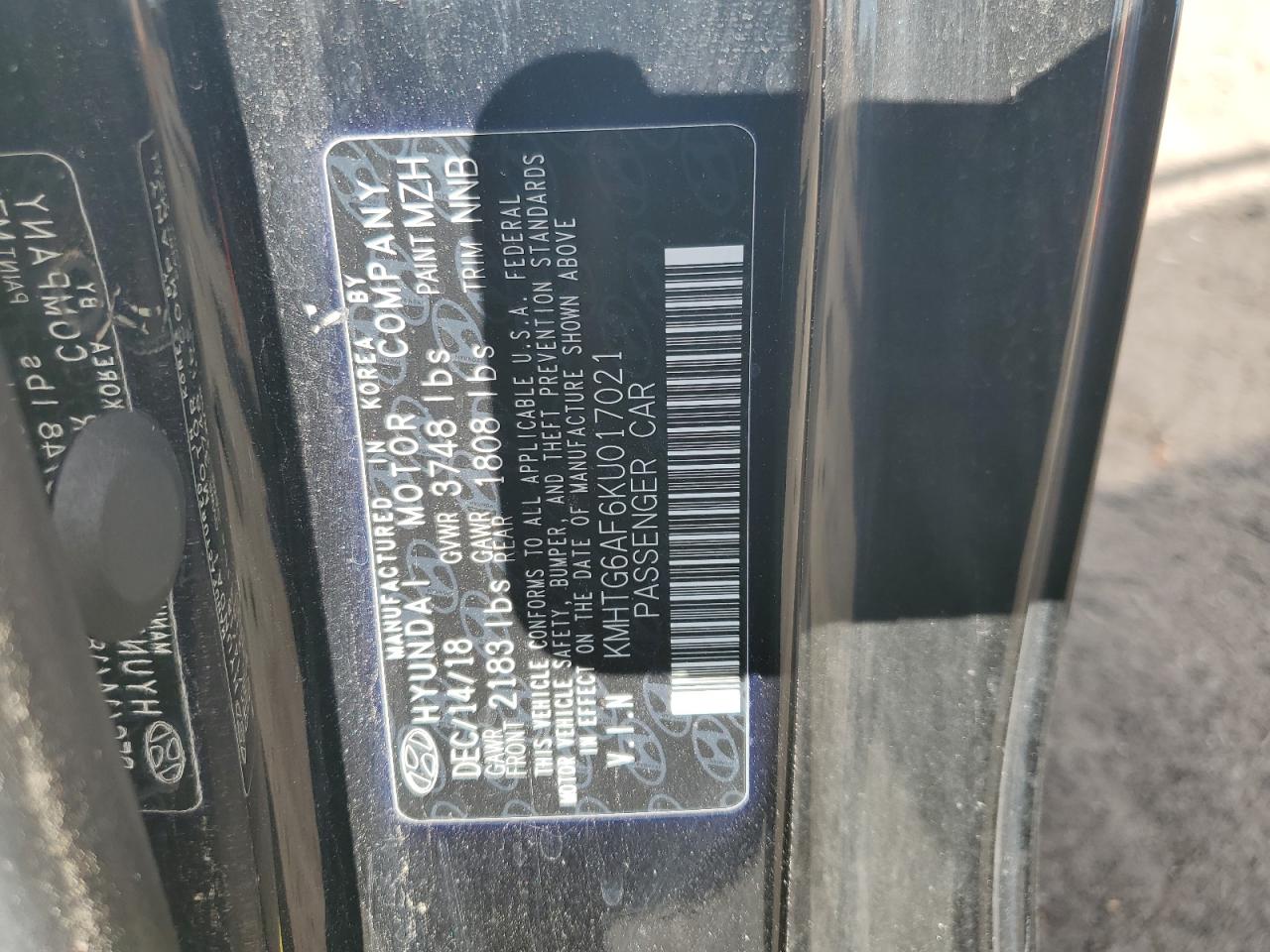 2019 Hyundai Veloster Base VIN: KMHTG6AF6KU017021 Lot: 61966745