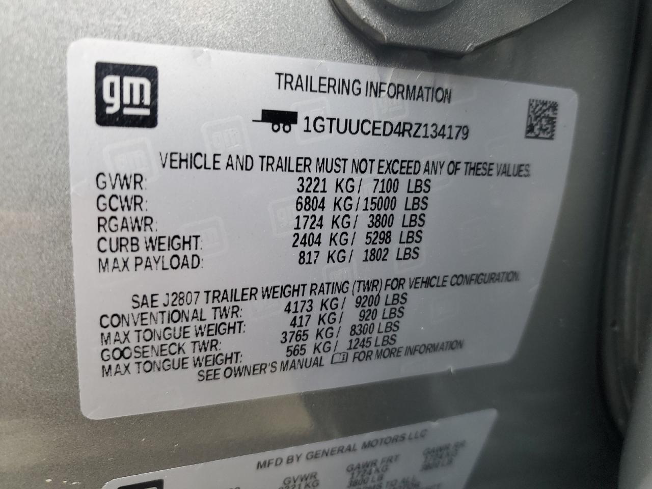 2024 GMC Sierra K1500 Elevation VIN: 1GTUUCED4RZ134179 Lot: 64019915