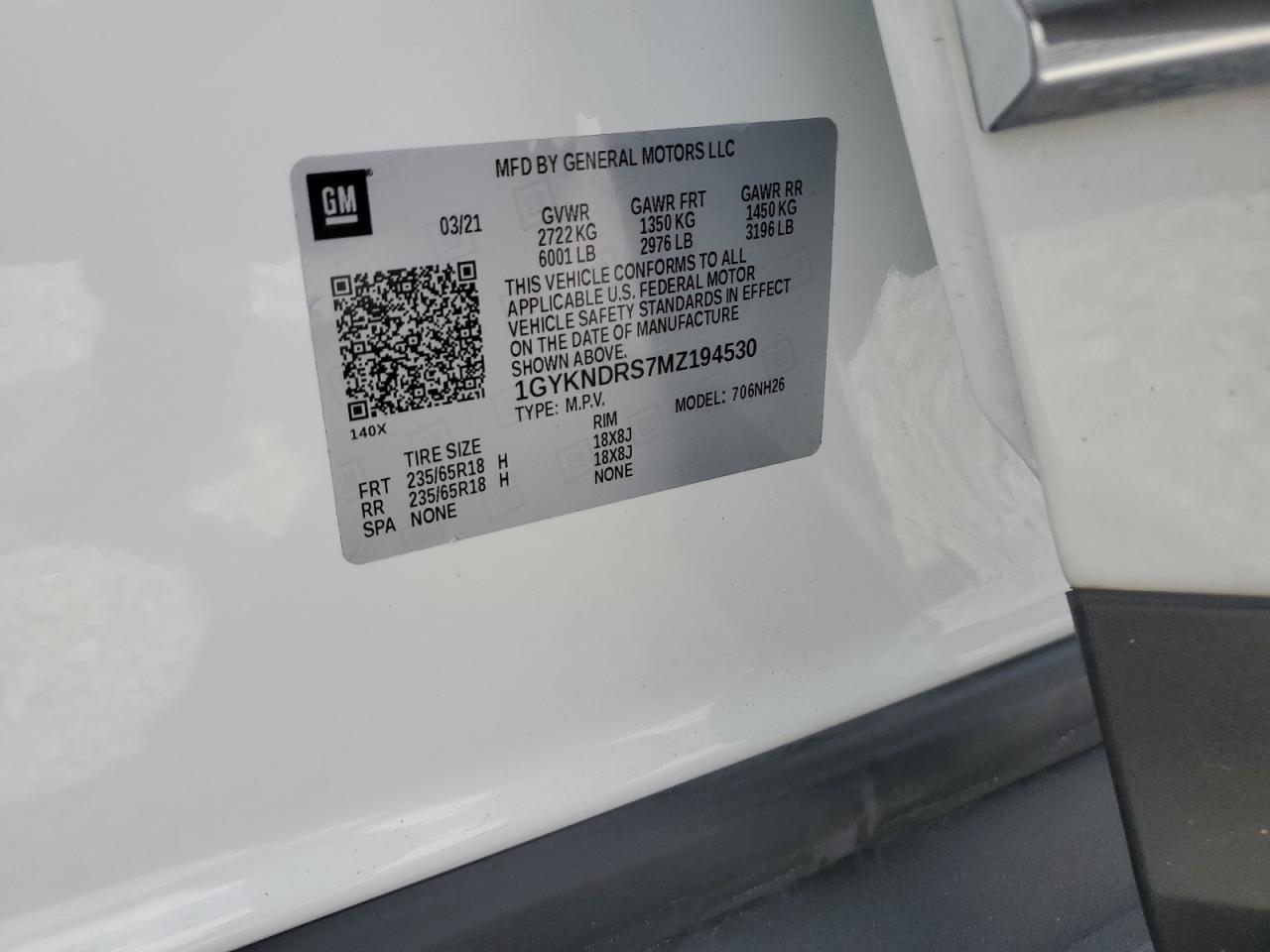 2021 Cadillac Xt5 Premium Luxury VIN: 1GYKNDRS7MZ194530 Lot: 62872915