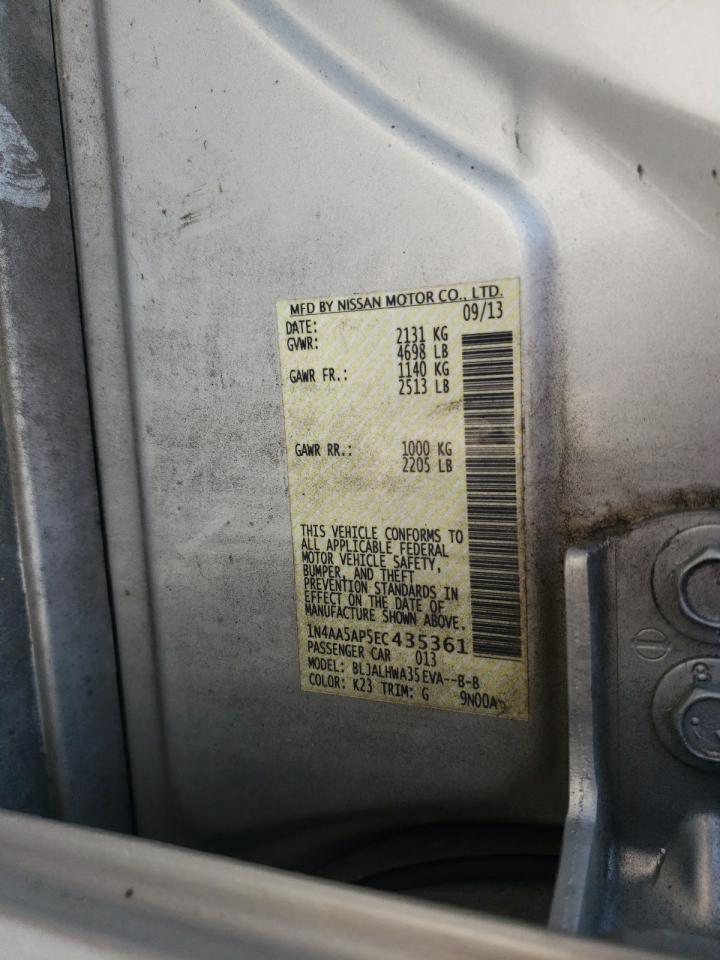 2014 Nissan Maxima S VIN: 1N4AA5AP5EC435361 Lot: 66866055