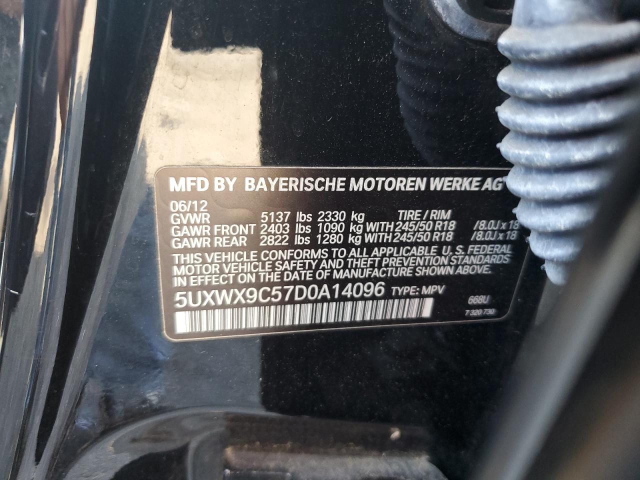 2013 BMW X3 xDrive28I VIN: 5UXWX9C57D0A14096 Lot: 64475285