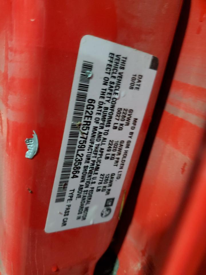 2009 Pontiac G8 VIN: 6G2ER57759L235864 Lot: 62184775