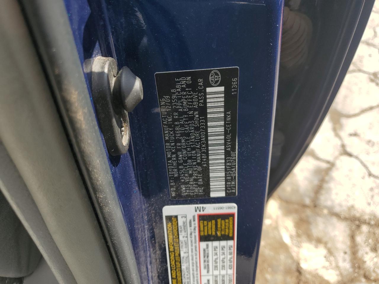 2010 Toyota Camry Base VIN: 4T4BF3EK3AR073331 Lot: 65391125