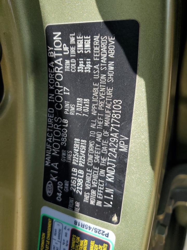 2010 Kia Soul + VIN: KNDJT2A29A7178103 Lot: 64412825